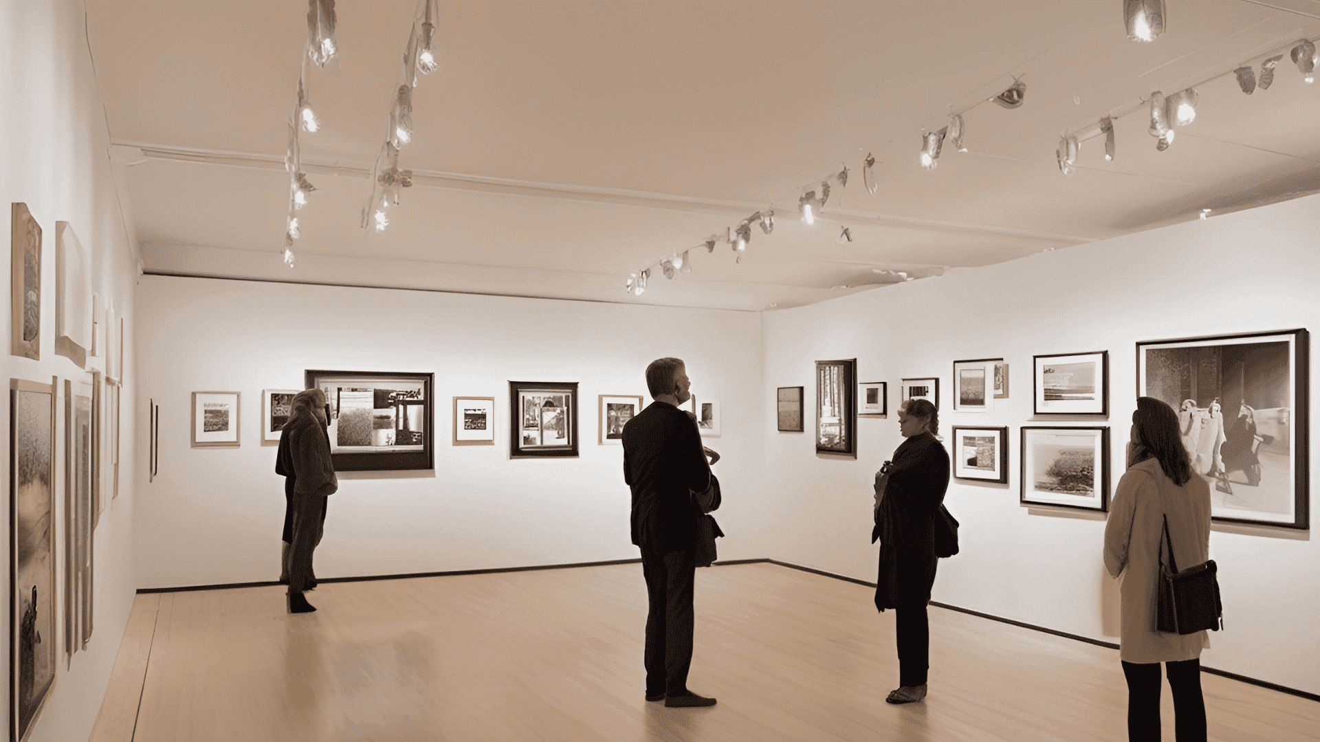 Exposition de photographies dans une pièce blanche Exposition de photographies dans une pièce blanche