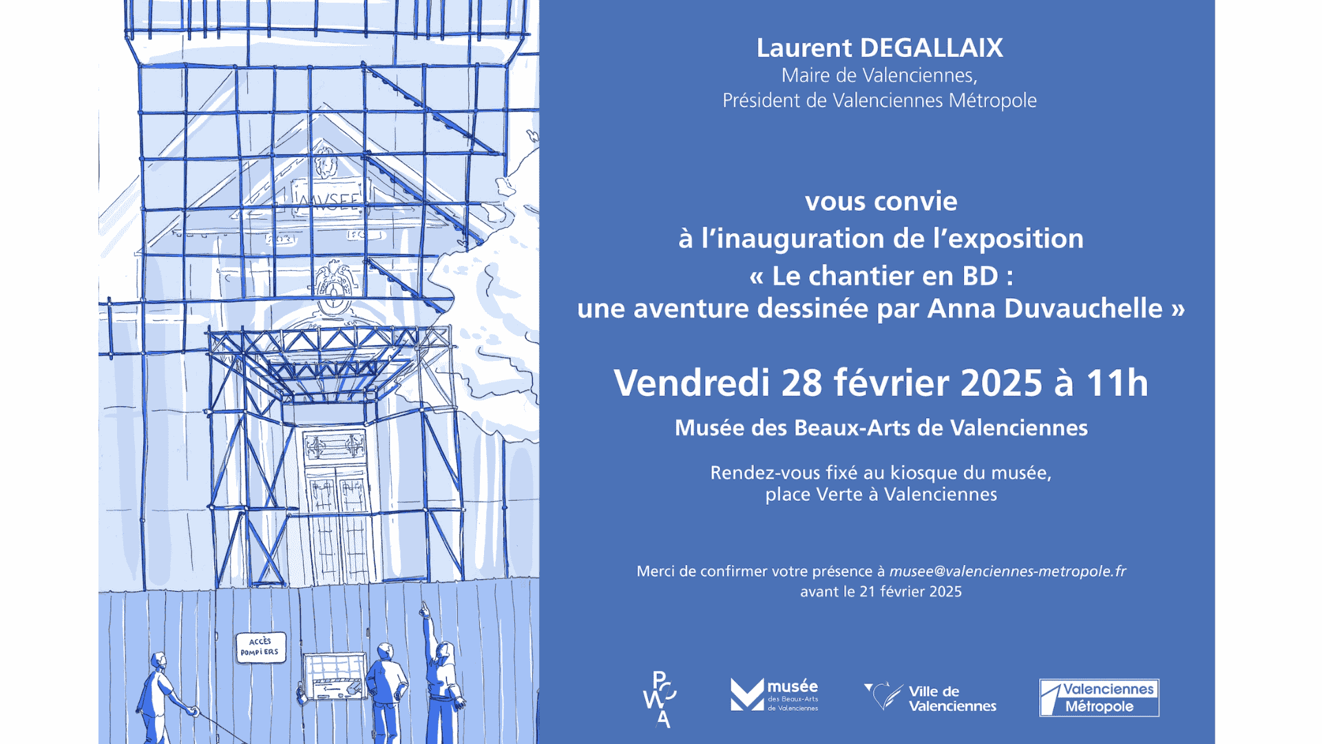 Inauguration exposition Le chantier en BD une aventure dessinée par Anna Duvauchelle Inauguration exposition Le chantier en BD une aventure dessinée par Anna Duvauchelle