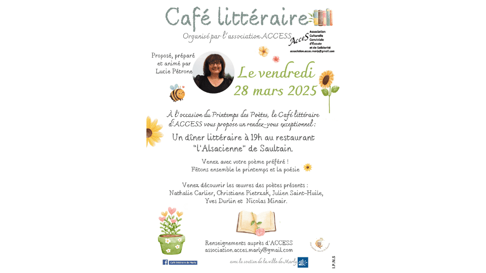 Dîner littéraire à l'Alsaciennes 28 mars 2025 Dîner littéraire à l'Alsaciennes 28 mars 2025